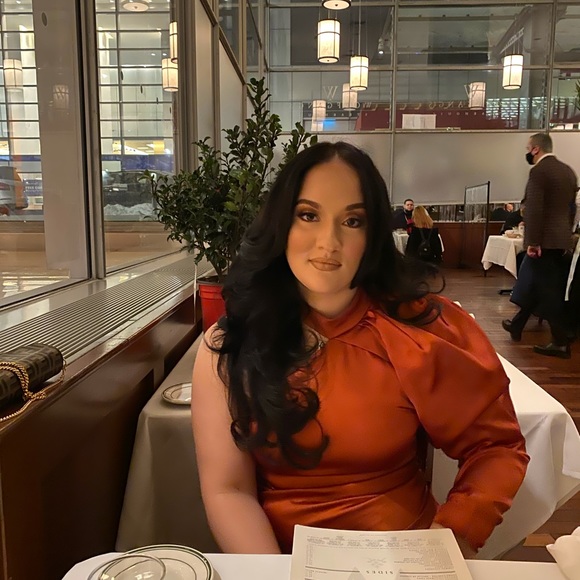 Puff Sleeve One Shoulder Satin Dress - Picture 16 of 16